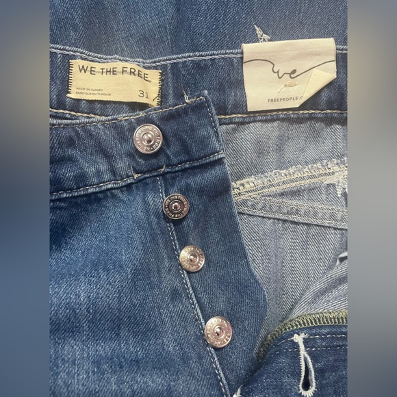 We The Free Dark Blue Embroidered Flare Jeans - Picture 5 of 7